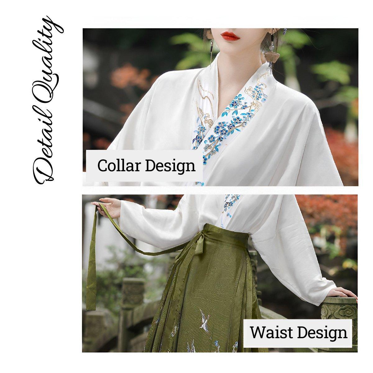 Spring Autumn Hanfu Set for Women Improved Daily Wear Commuting Horse Skirt - Blouse-S