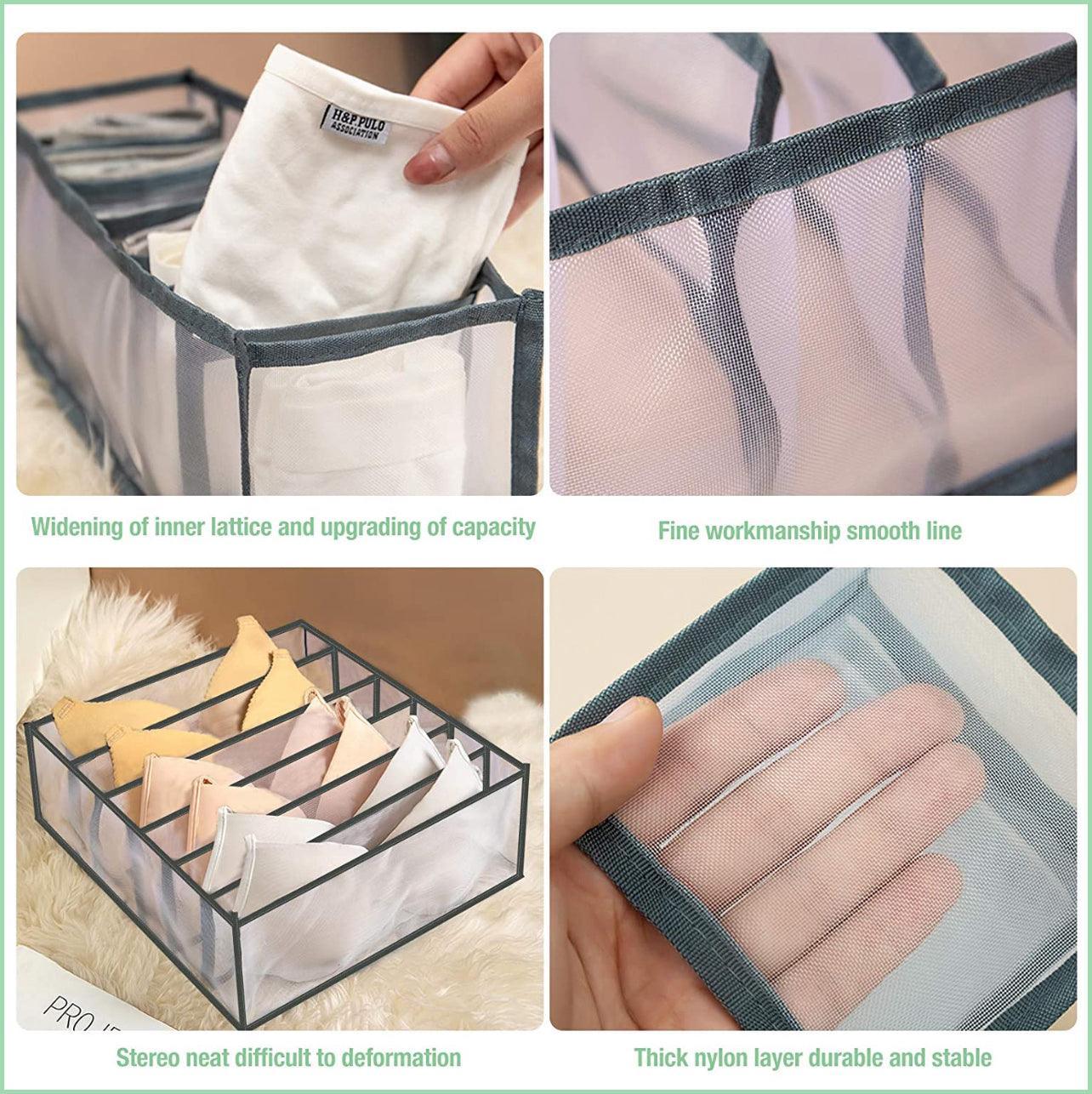 Foldable Drawer Organizer Divider Bra Sock Underwear Storage Closet Wardrobe - White Set of 3 Different Sizes