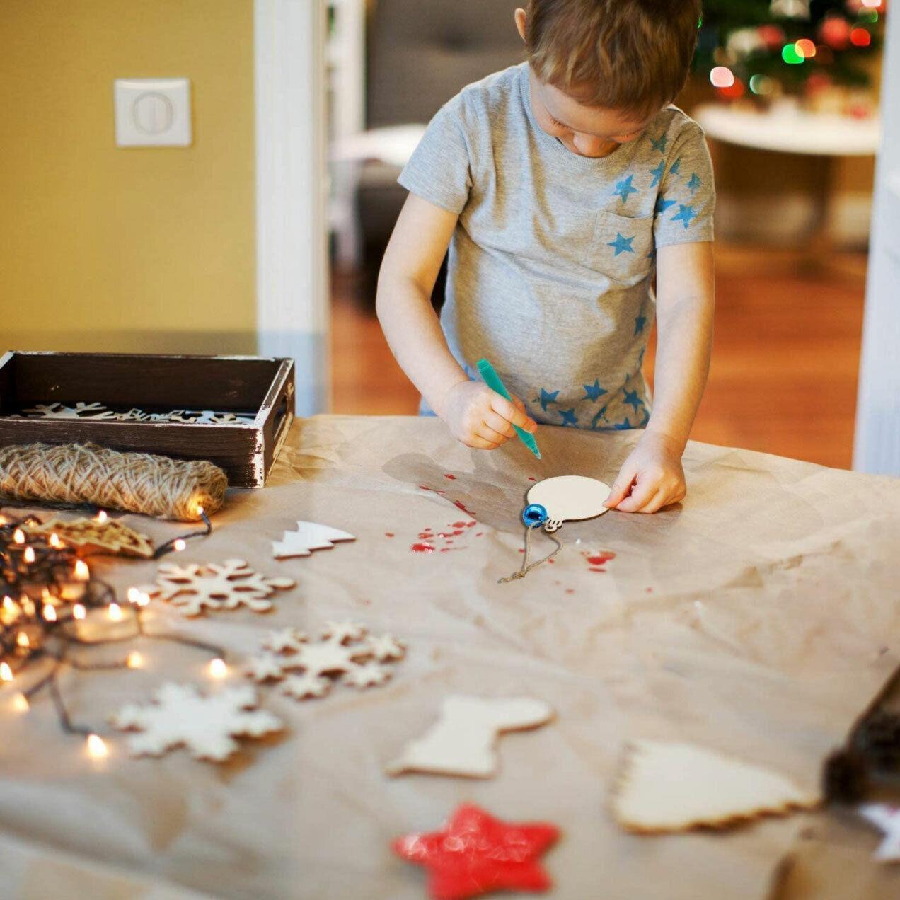 Wooden Christmas Hanging Ornament for Tree DIY Craft Decoration 10pcs - Deer01