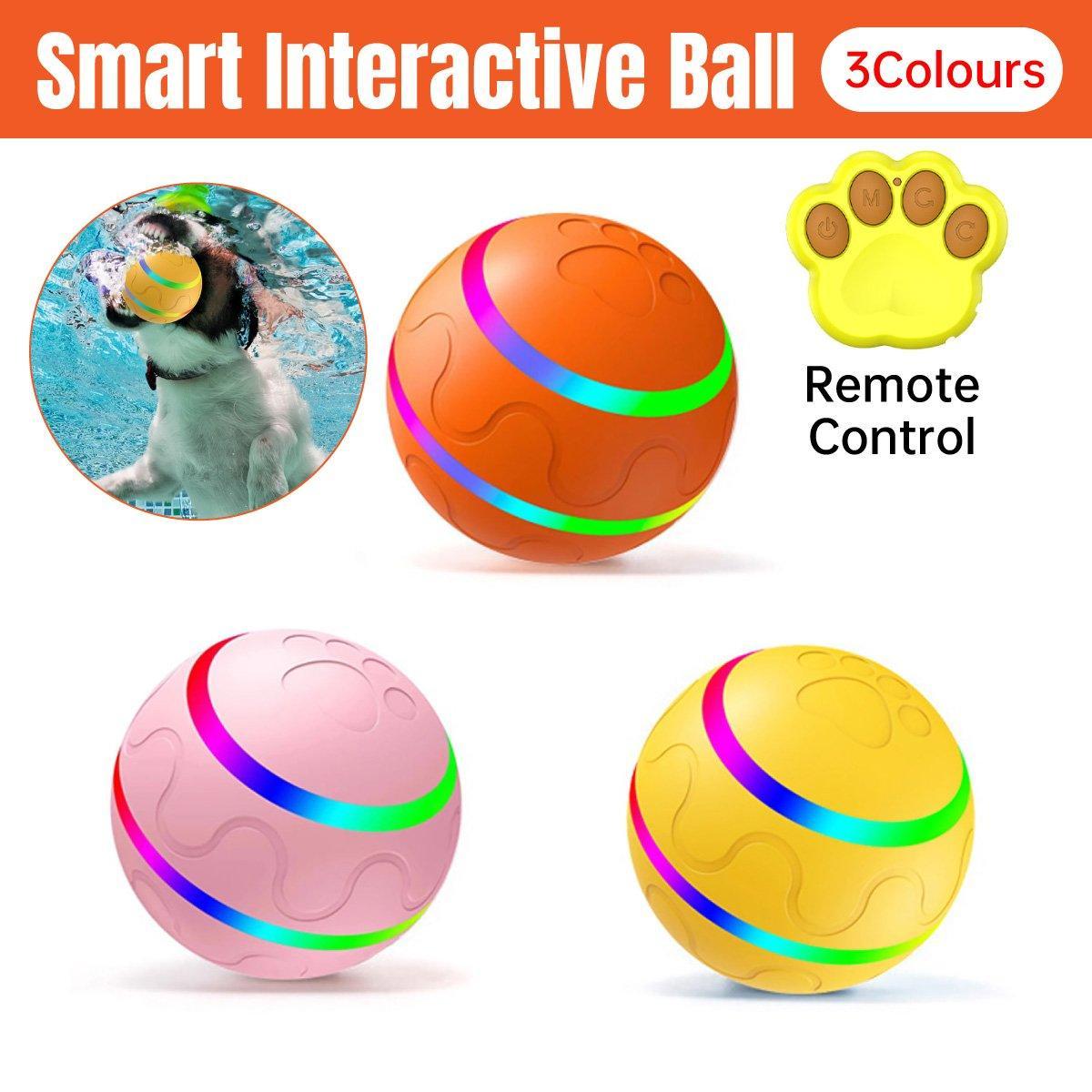 Interactive Smart Cat Dog Automatic Rolling Ball Self-Moving Kitten Pet Toys - Yellow
