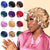 Womens Satin Sleep Cap Bonnet Elastic Wide Band Hair Sleeping Hat - Wine red