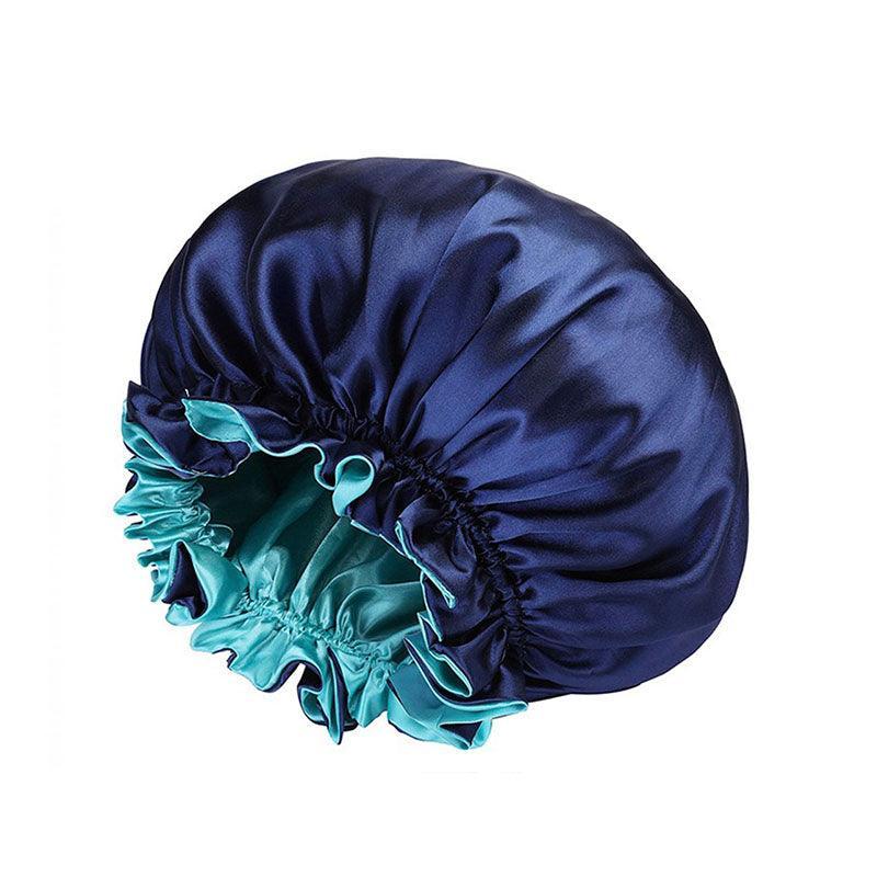 Womens Satin Sleep Cap Bonnet Elastic Wide Band Hair Sleeping Hat - Wine red