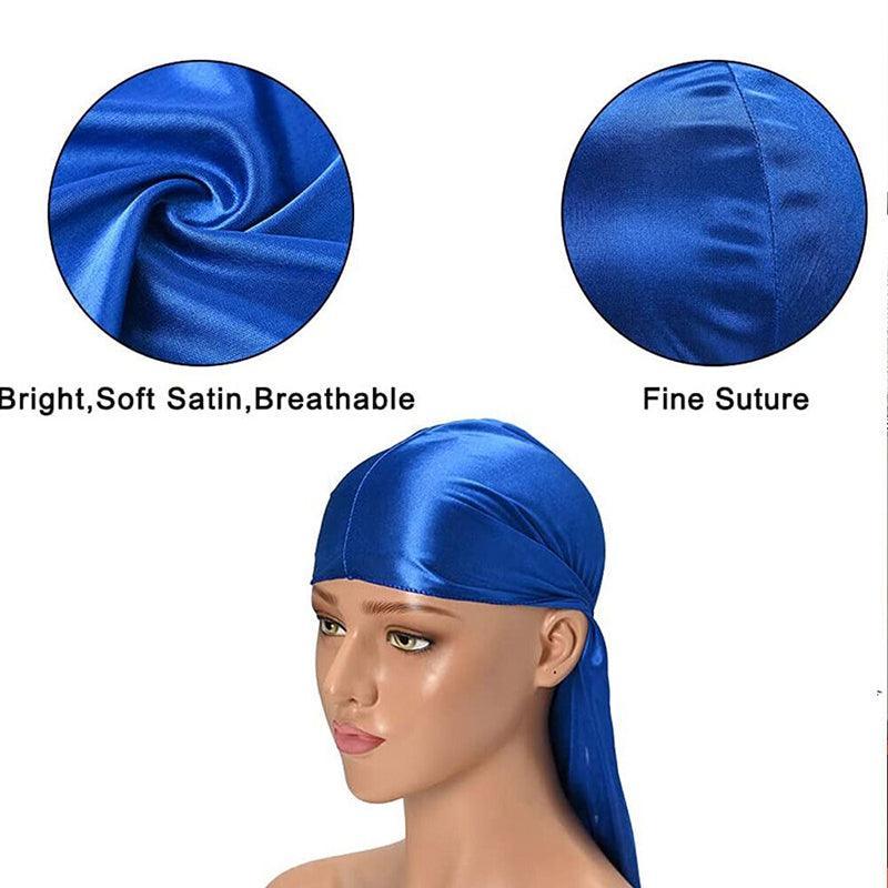 Velvet Durag Silky Hat Cap Men Women Premium Designer Doo Rag Wave Silk Headwear - Wine red