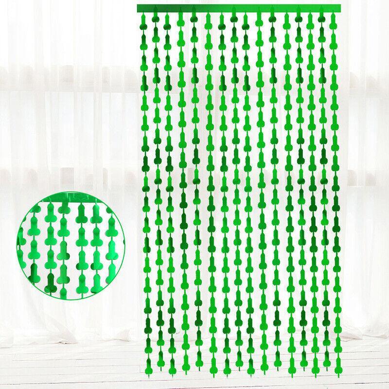 Metallic Tinsel Curtain 2m x 1m Hens Party Backdrop Foil Fringe Hanging Decor - Green
