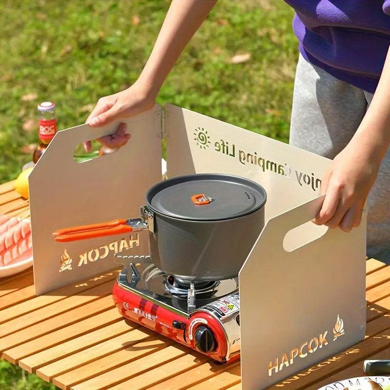 Outdoor Camping Tri Fold Board Portable Folding Windproof Windshield Protector - White