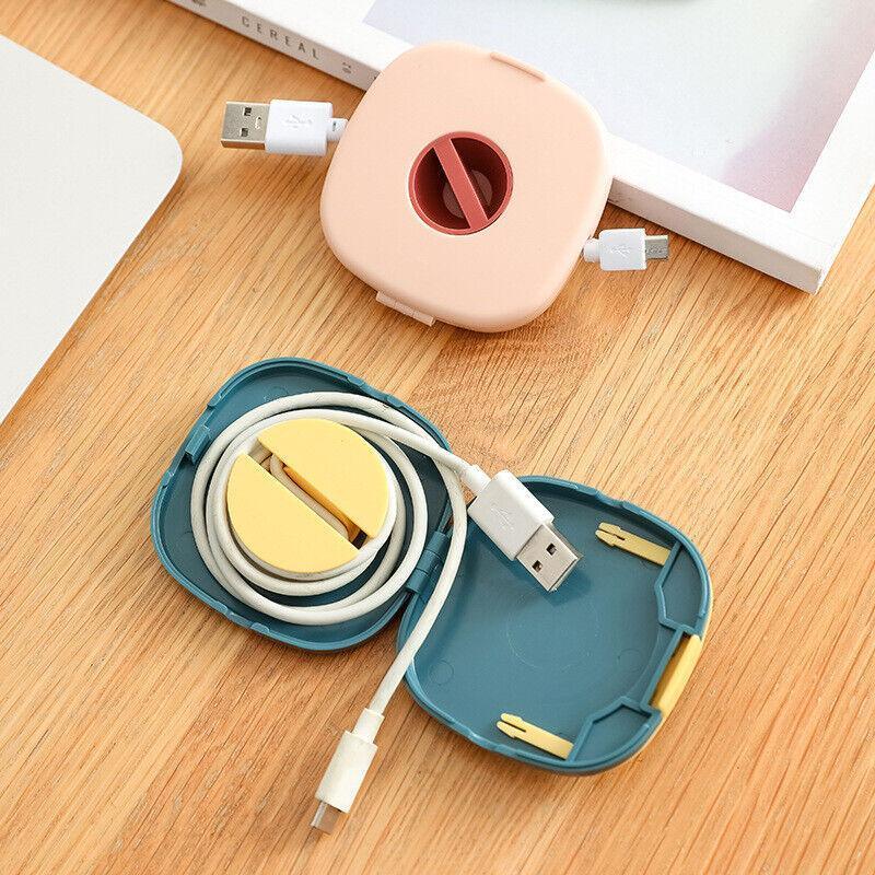 Case Cord Tangle Free Organizer Portable Earphones Manager Wire Winder Cable - White*1