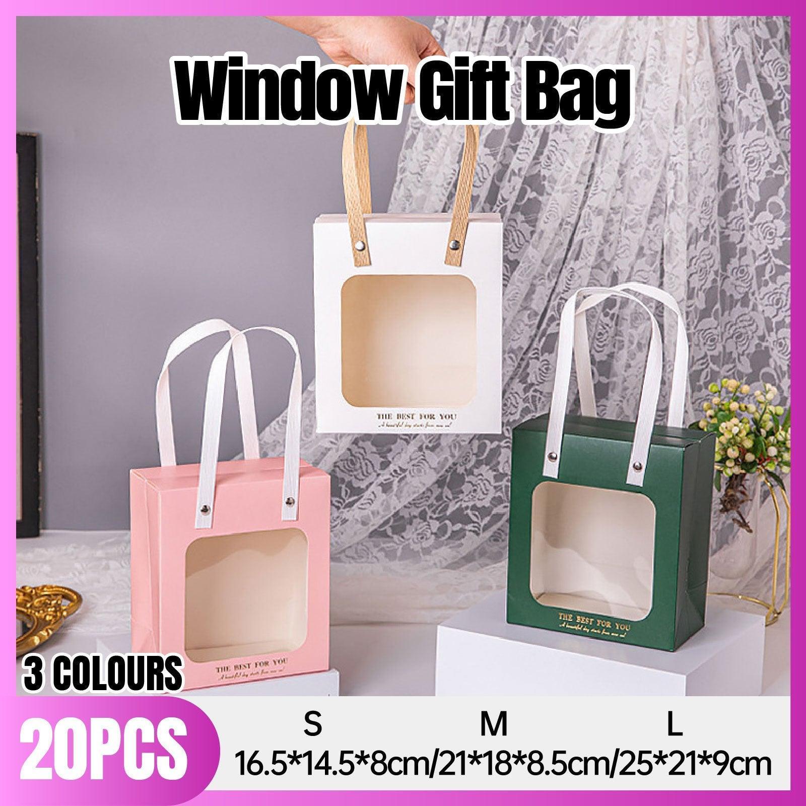 20pcs Translucent Gift Bags Packaging Tote Birthday Party Favors Candy Bags - Beige-M Size