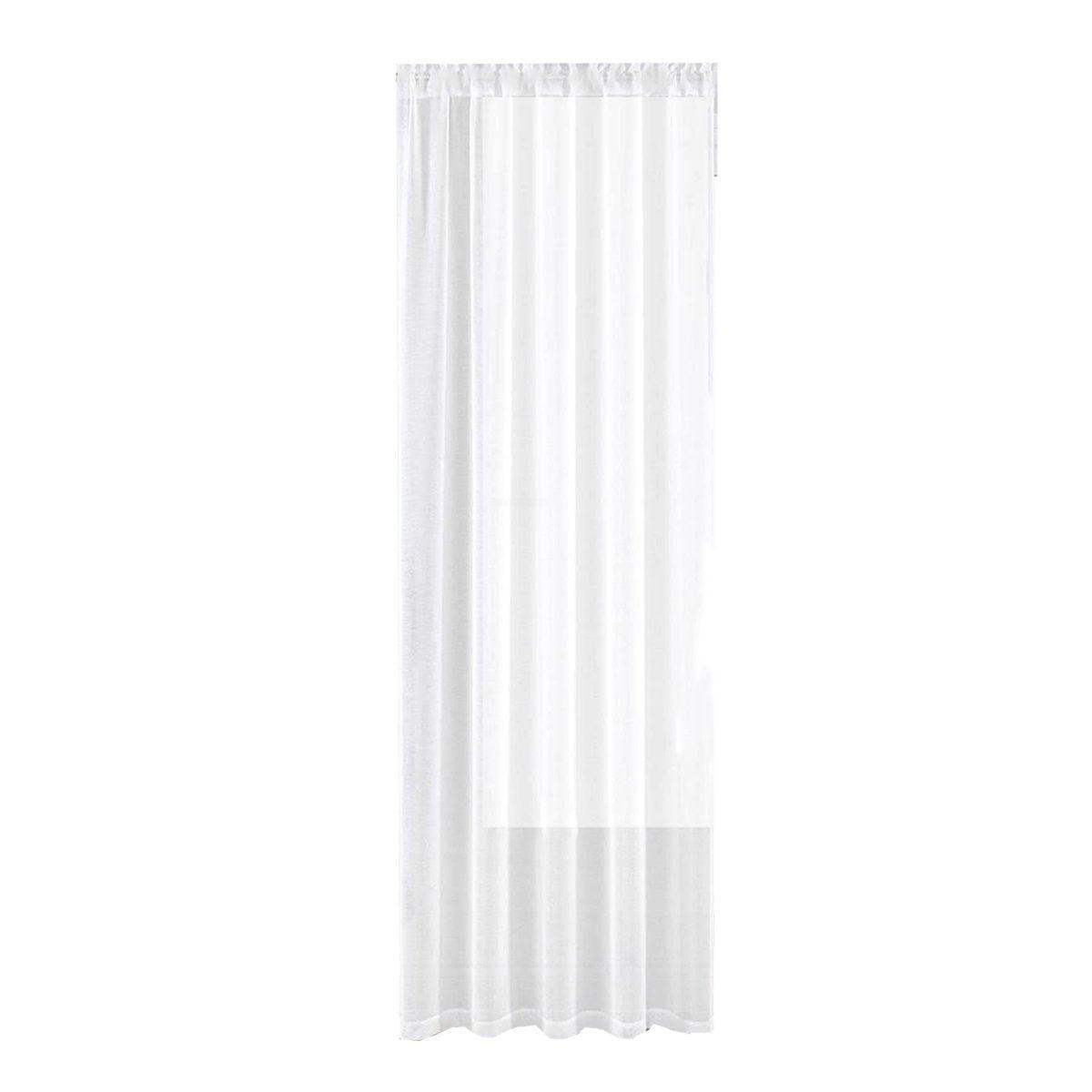 Sheer Voile Curtains Rod Pocket Window Panel for Bedroom 140cm x 230cm Drapes - Black