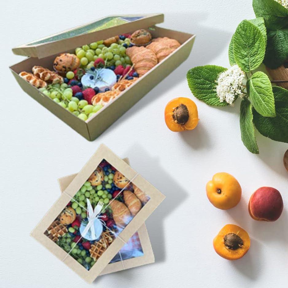 50pcs Bakery Cake Packaging Boxes with Visible Open Window Lunch Boxes - S