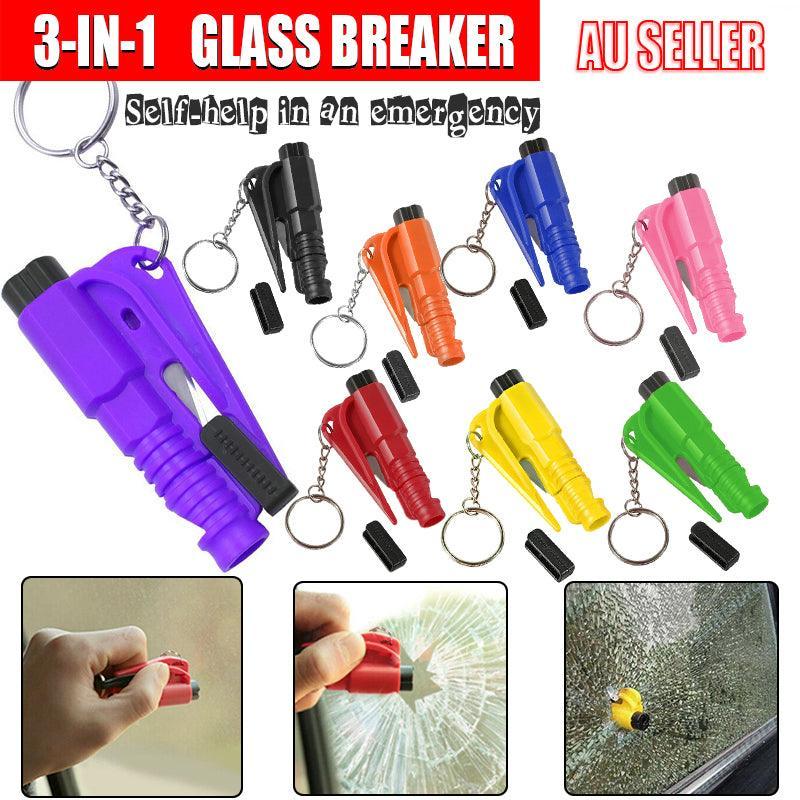 3 In 1 Car Window Glass Breaker Emergency Escape Tool with Cutter - Orange