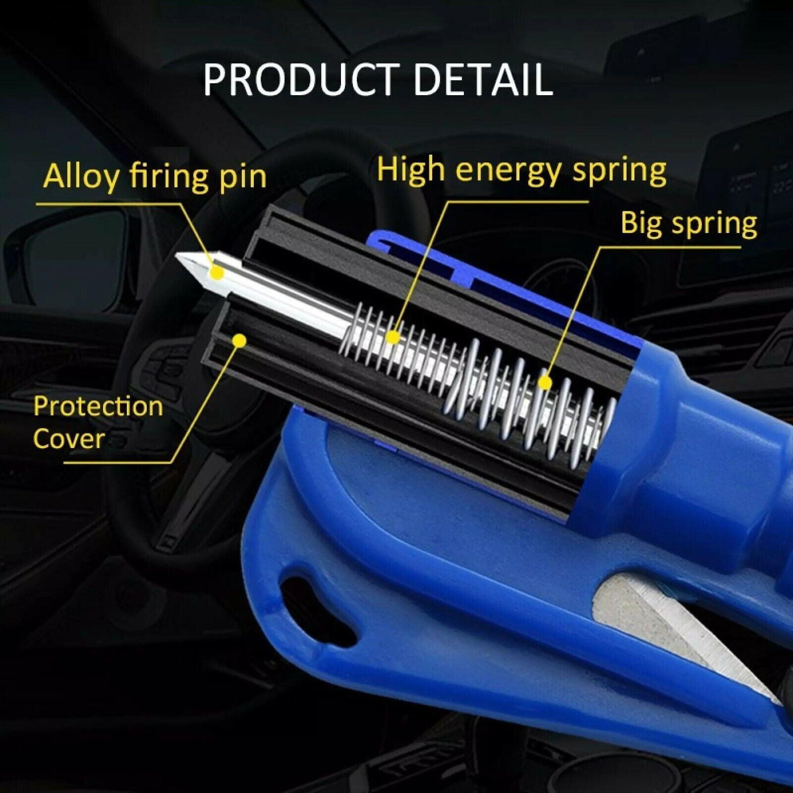 3 In 1 Car Window Glass Breaker Emergency Escape Tool with Cutter - Yellow