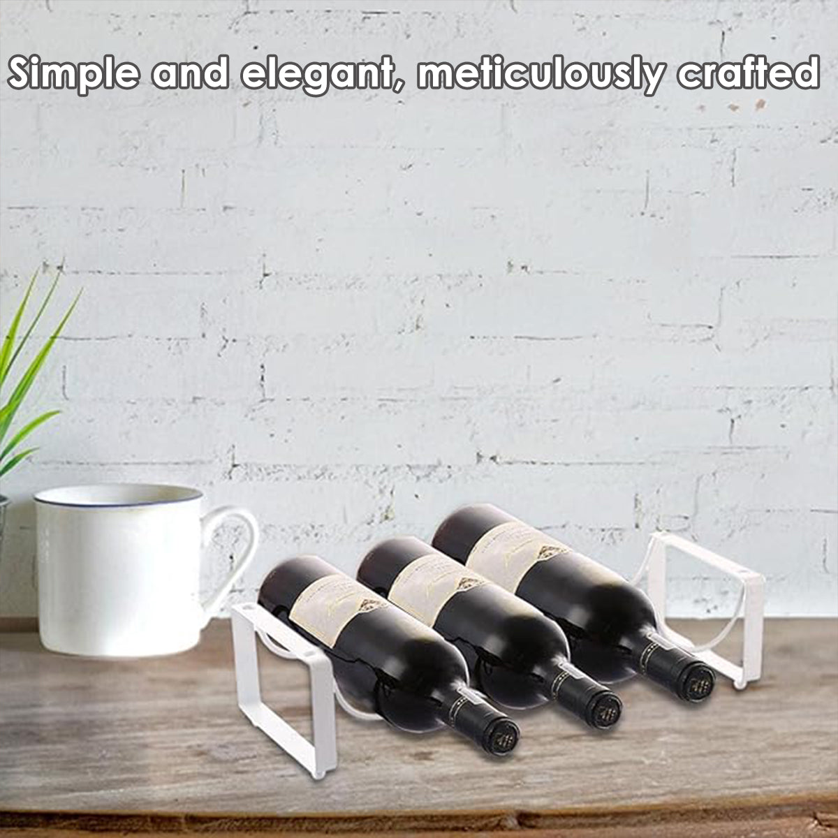 Iron Wine Rack Bottle Holder Metal Display Stand Tabletop Decorative Storage - White