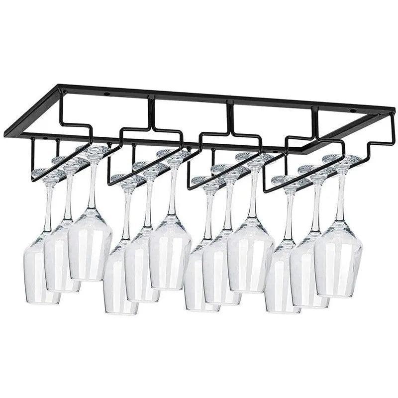 8/7/6/5/4/3 Slots Wine Glass Rack Holder Hanger Hanging Bar Storage Drying Rack - 7 Slots
