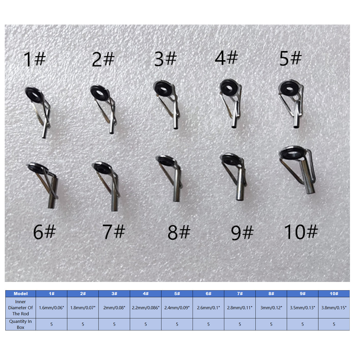 50pcs Fishing Rod Guide Tip Repair Kit Set Rings Guide Replacement Parts Tools