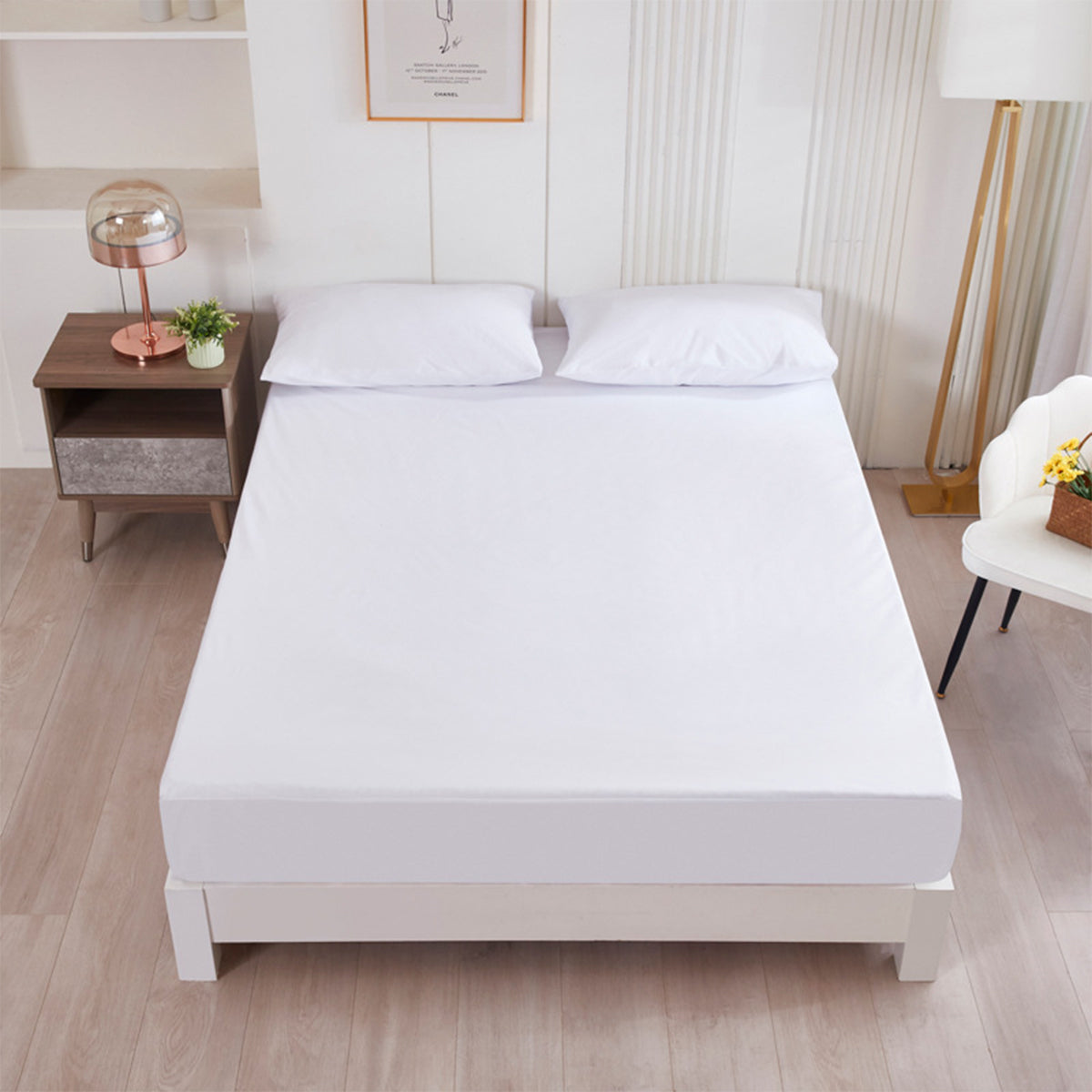 Waterproof Mattress Protector Fitted Sheet Bed Cover for Single King Single Double Queen - 152x203cm