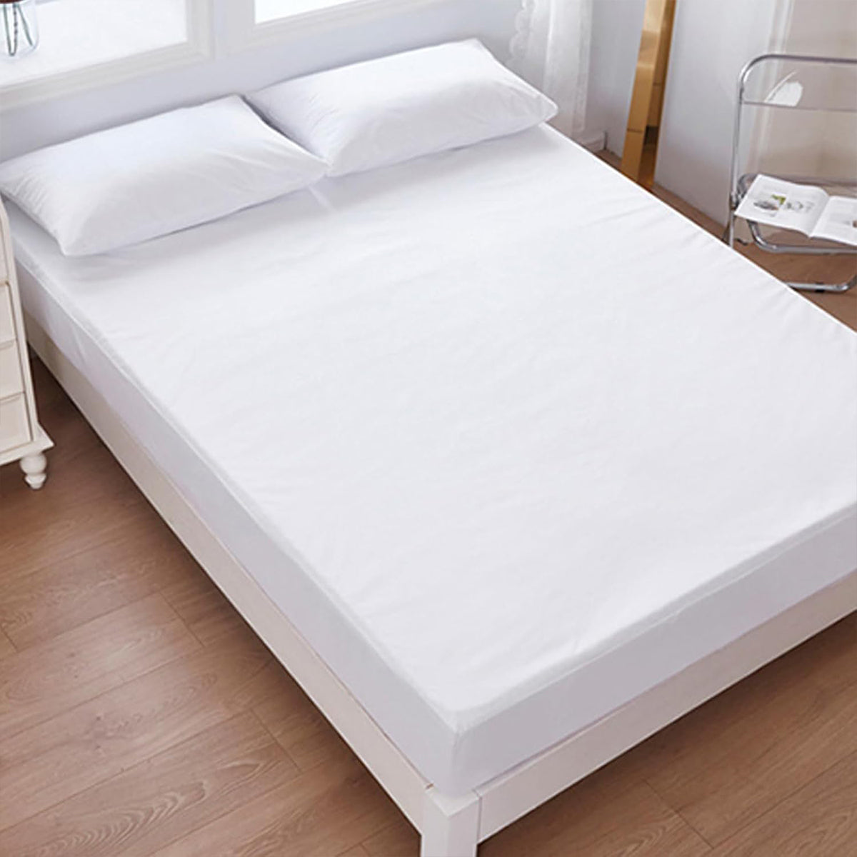 Waterproof Mattress Protector Fitted Sheet Bed Cover for Single King Single Double Queen - 152x203cm