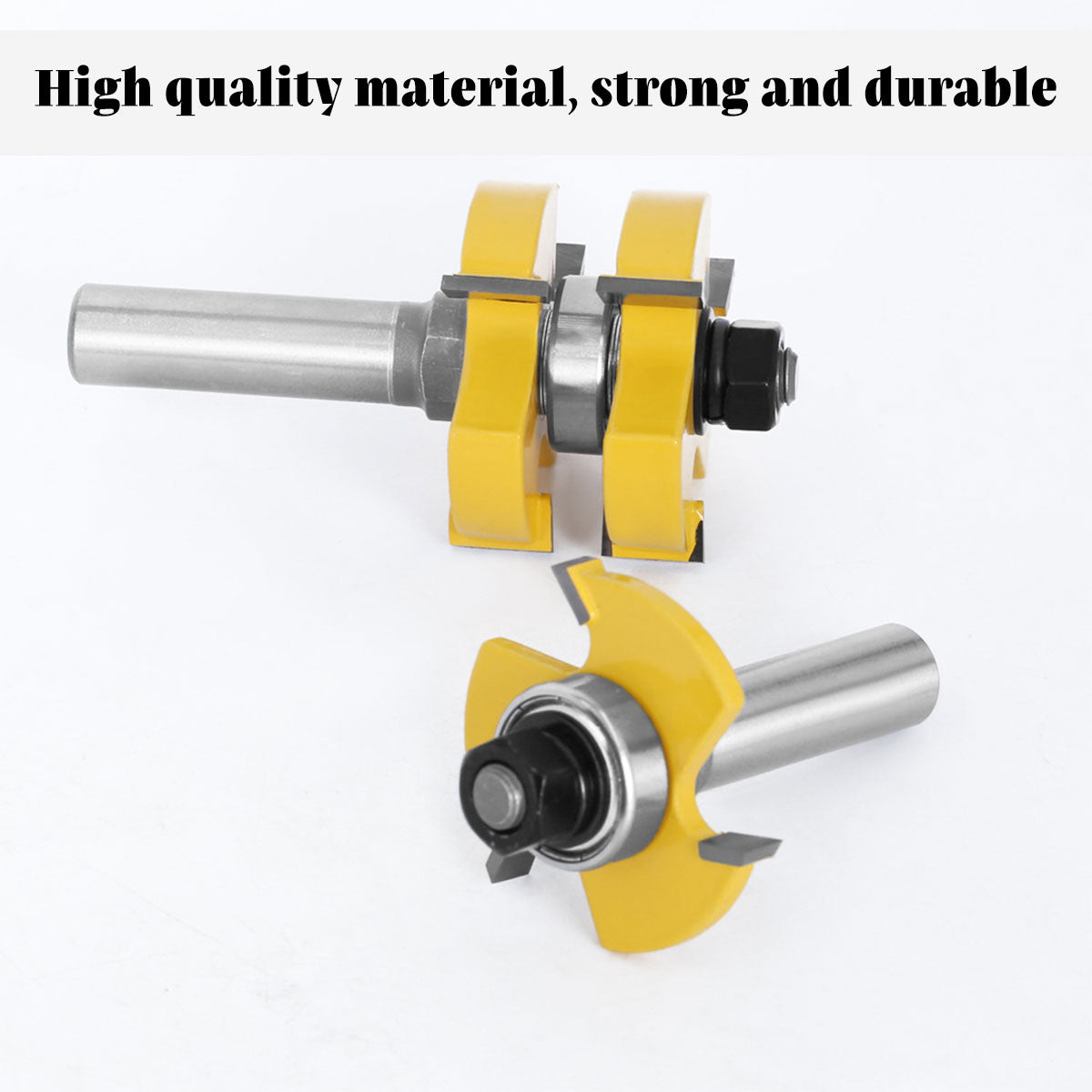 2pcs Tenon Milling Cutter Set Three Tooth T Slot Splice Square Tooth Router Bit