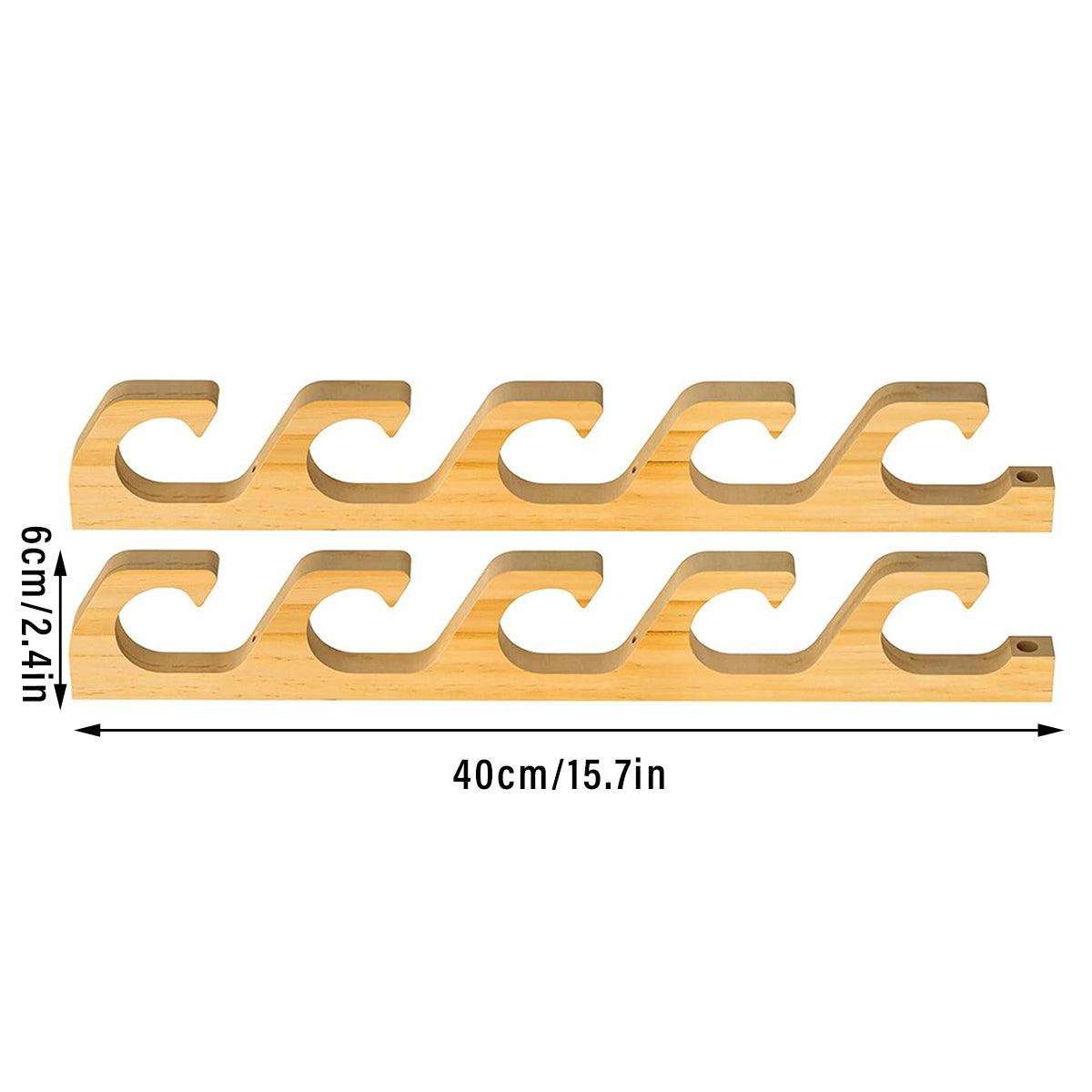 1Pair Bamboo Fishing Rod Holder Wall Mounted Wooden Storage Rack Stand Organizer