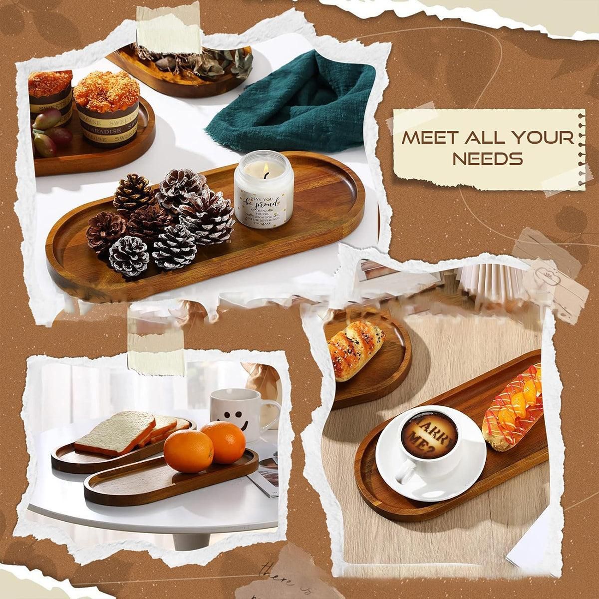 8-Piece Brown Rectangular Serving Tray Set, 29 x 10.5 cm