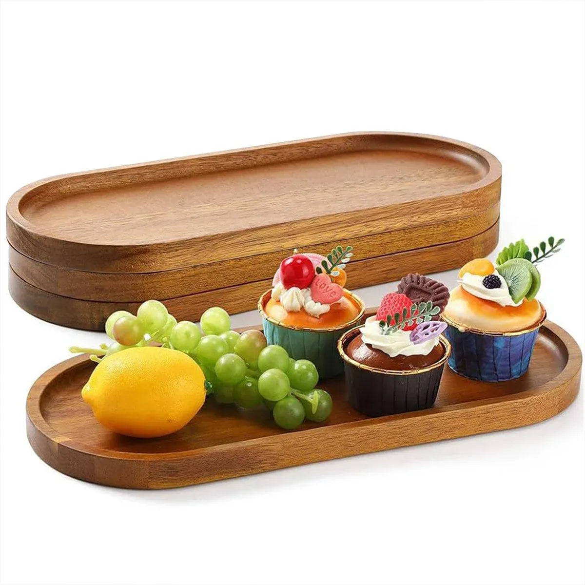 8-Piece Brown Rectangular Serving Tray Set, 29 x 10.5 cm