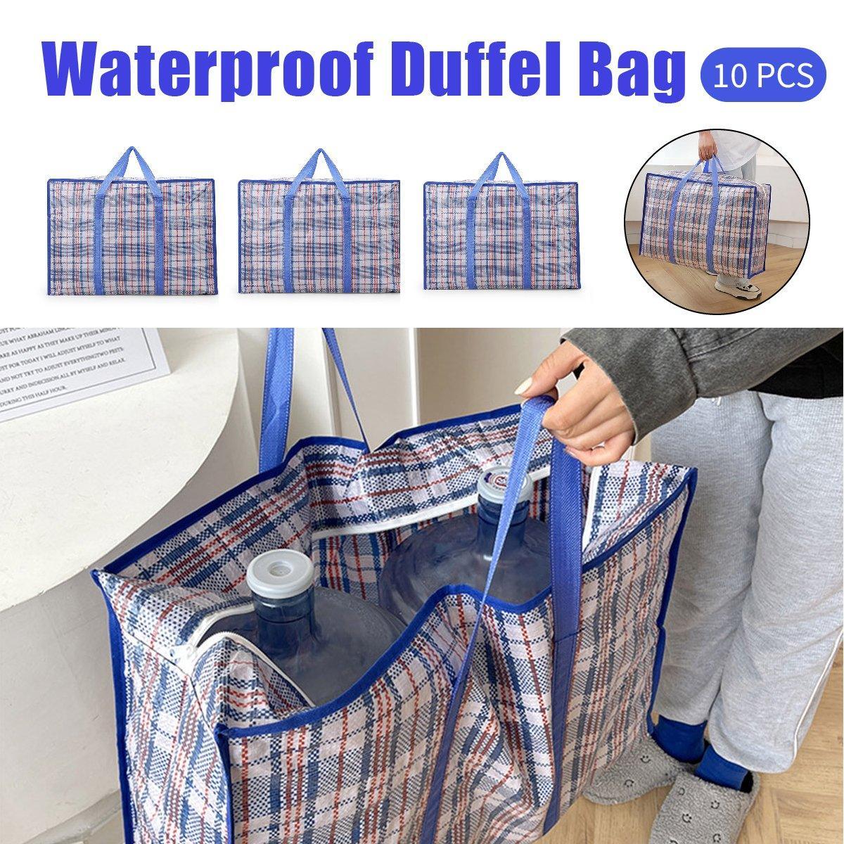 10PCS Large Waterproof Moving Packing Bags Woven Storage Luggage Quilt Bags - Medium
