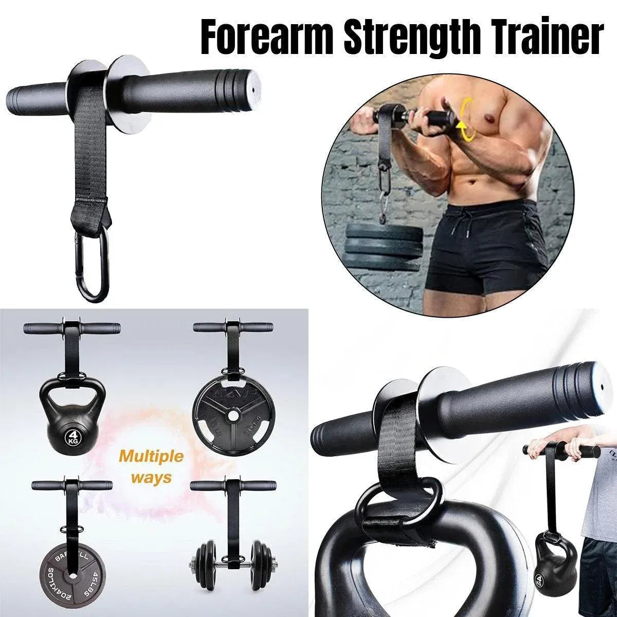1-Piece Forearm and Wrist Roller Trainer, Black