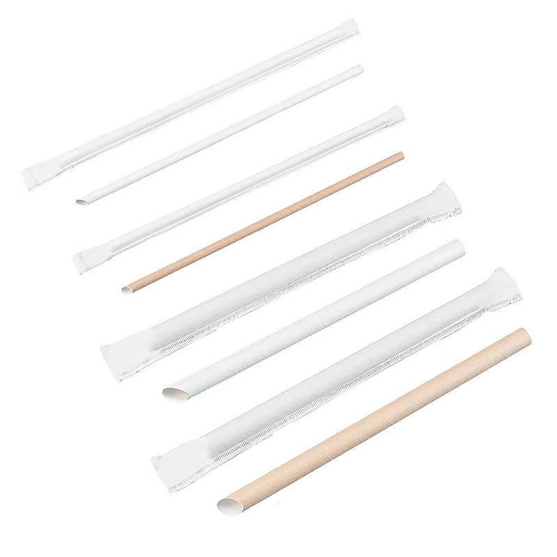 1000-2000pcs Colourful Paper Drinking Straws FOIL Metallic Party - Kraft-12*200mm 1000PCS