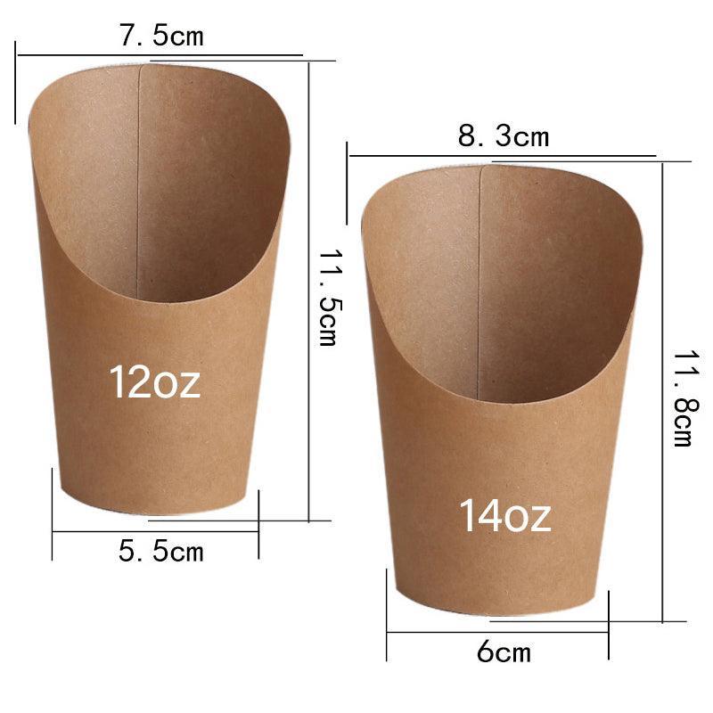 French Fries Holder Kraft Paper Cups Holder Disposable Paper Cups - 12OZ