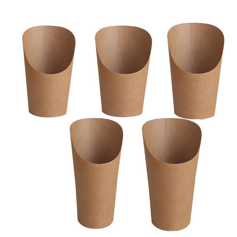 French Fries Holder Kraft Paper Cups Holder Disposable Paper Cups - 32OZ