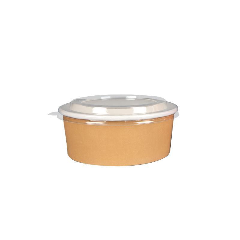 Take-Away Kraft Paper Salad Bowl Food Grade Takeout Tableware Food Bowl With Lid - 1500ML