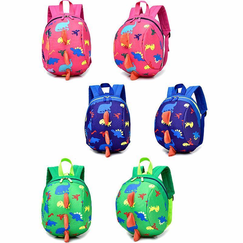 Kids Safety Harness Backpack Toddler Leash Dinosaur Bag Child Anti Lost - pink