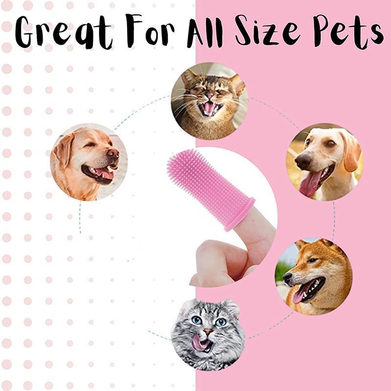Premium Oral Care Dog Cat Toothbrush Finger Toothbrush Finger Silicone - Pink
