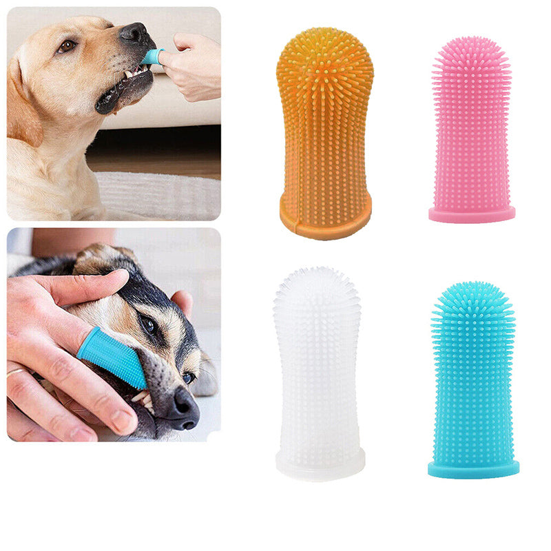 Premium Oral Care Dog Cat Toothbrush Finger Toothbrush Finger Silicone - White