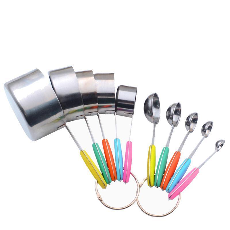 10 Piece Stainless Steel Measuring Cups and Spoons Set for Baking and Cooking