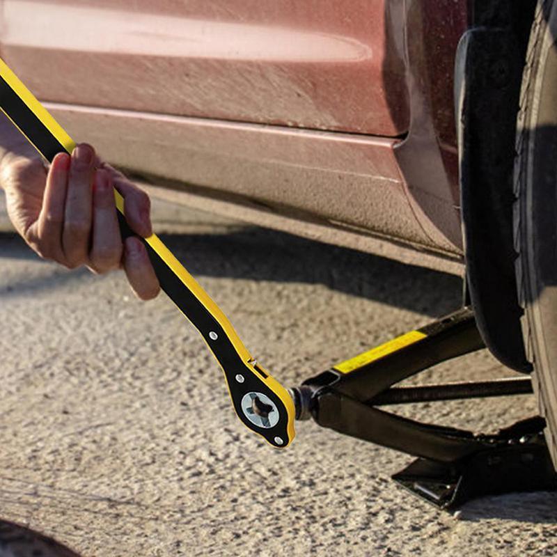 Car Labor-Saving Jack Ratchet Wrench Wheel Hand Crank Cross Wrench Repair Tool