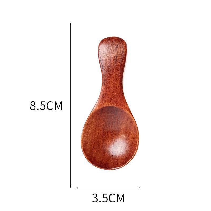 5PCS Mini Wooden Spoons Natural Wood Spice Condiment Dessert Scoops - Beige