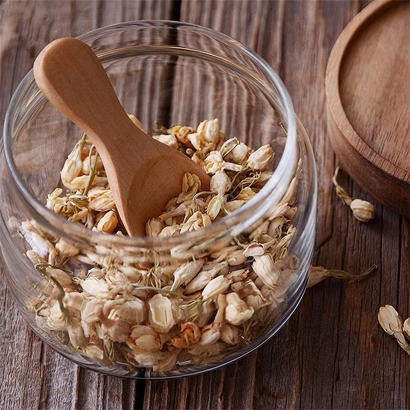 5PCS Mini Wooden Spoons Natural Wood Spice Condiment Dessert Scoops - Beige