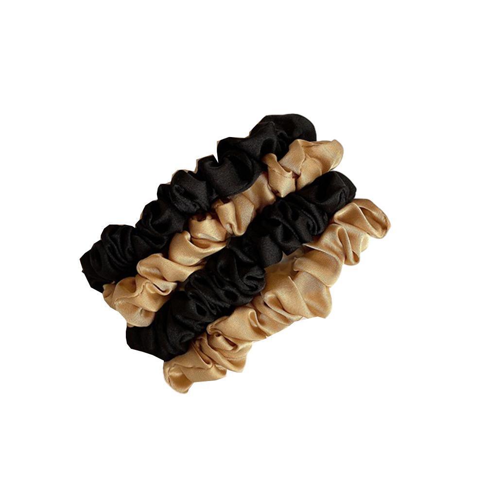 4Pcs/Set Silk Satin Small Scrunchies Ponytail Hair Ties Hair Rope Rubber Bands - E
