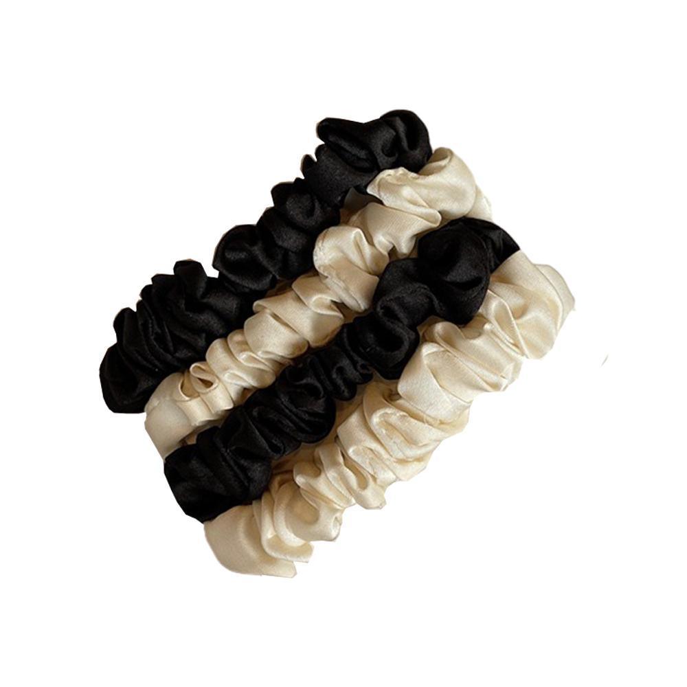 4Pcs/Set Silk Satin Small Scrunchies Ponytail Hair Ties Hair Rope Rubber Bands - F