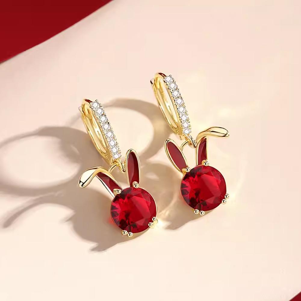 Fashion Gold Zircon Earrings Stud Drop Dangle Wedding Best Gift For Women - Bunny-Ears