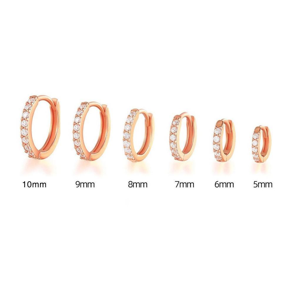 7sizes Hoop Earring Silver Zirconia Ear Huggie Hoop Cartilage Piercing Jewellery - Champagne-8mm