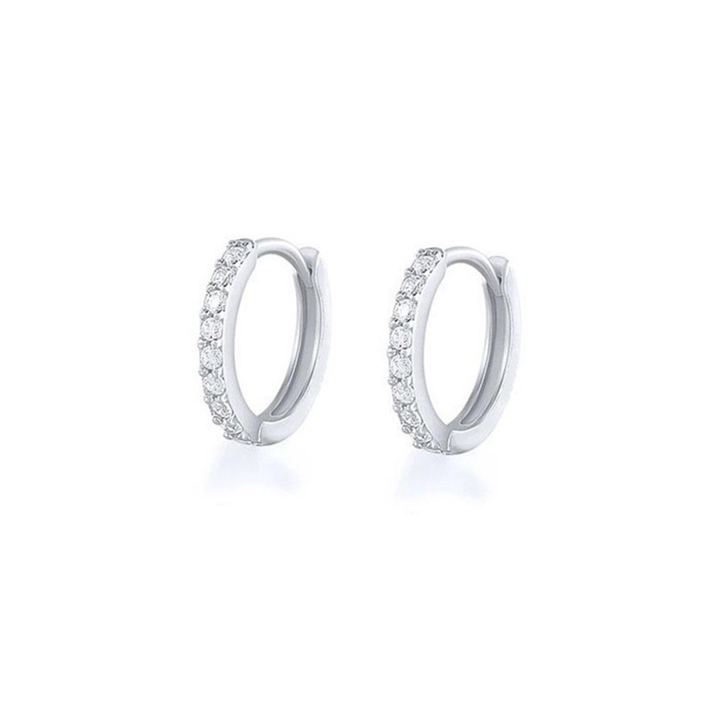 7sizes Hoop Earring Silver Zirconia Ear Huggie Hoop Cartilage Piercing Jewellery - Champagne-6mm