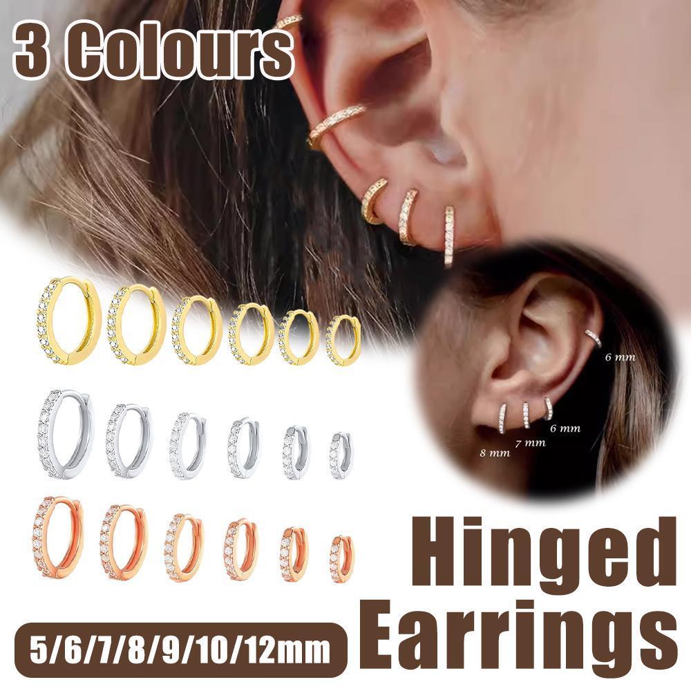 7sizes Hoop Earring Silver Zirconia Ear Huggie Hoop Cartilage Piercing Jewellery - Silver-5mm