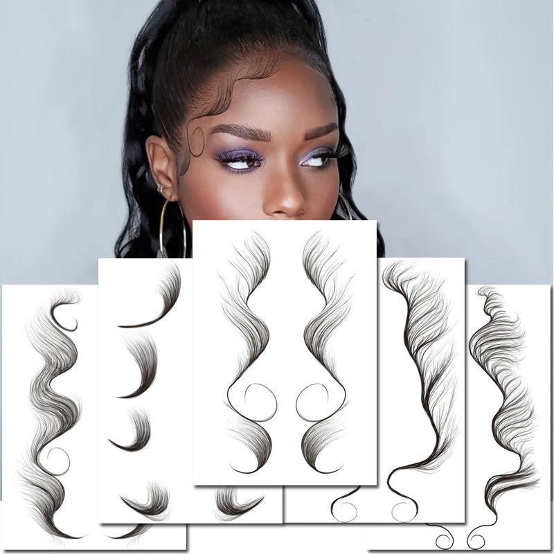Hairline Edge Tattoo Stickers - Curly Fringe Decals for Women Styling - 1
