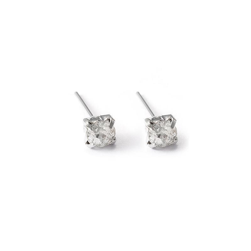 4/5mm Cushion Lab-Created Diamond Stud Earrings Women's 14K White Gold Finish - 5MM