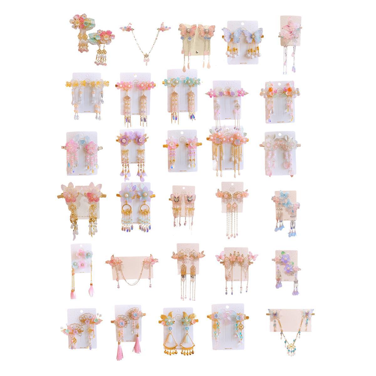 2Pcs Hanfu Flower Hair Clip with Pearl Tassel Butterfly Hairpin for Women and Girls Party - 17