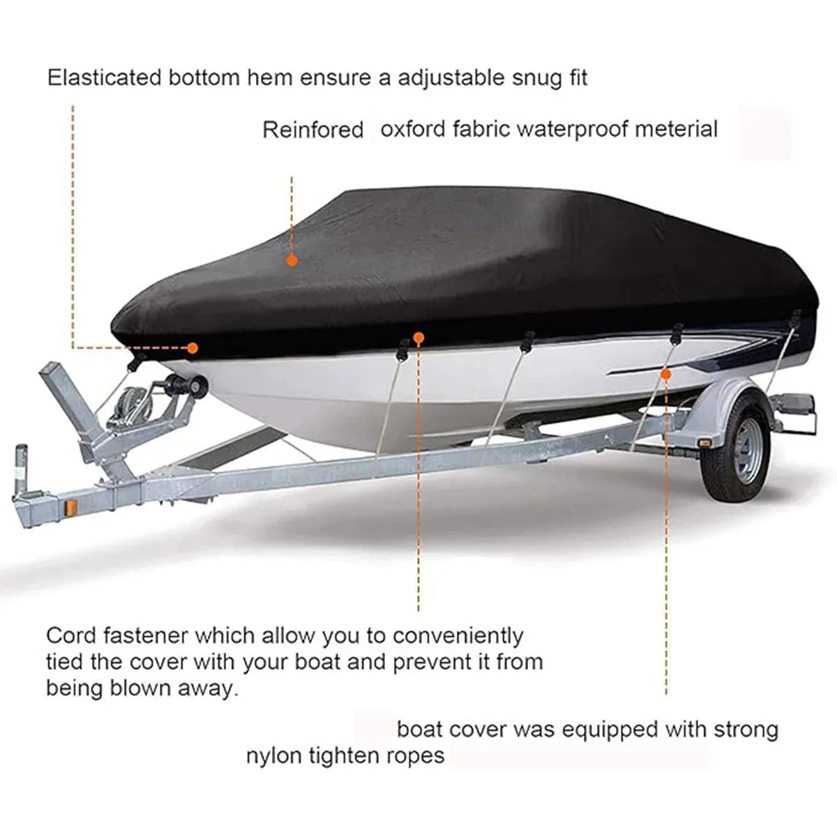 Boat Cover Model Waterproof Outdoor Yacht Dust Protector Hull Shield Blue Tarp - 530x290cm