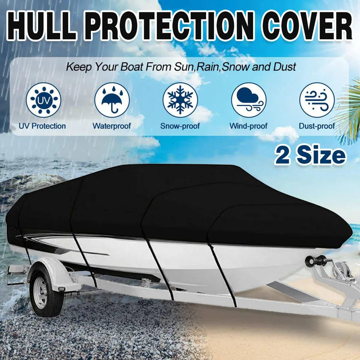 Boat Cover Model Waterproof Outdoor Yacht Dust Protector Hull Shield Blue Tarp - 700x320cm