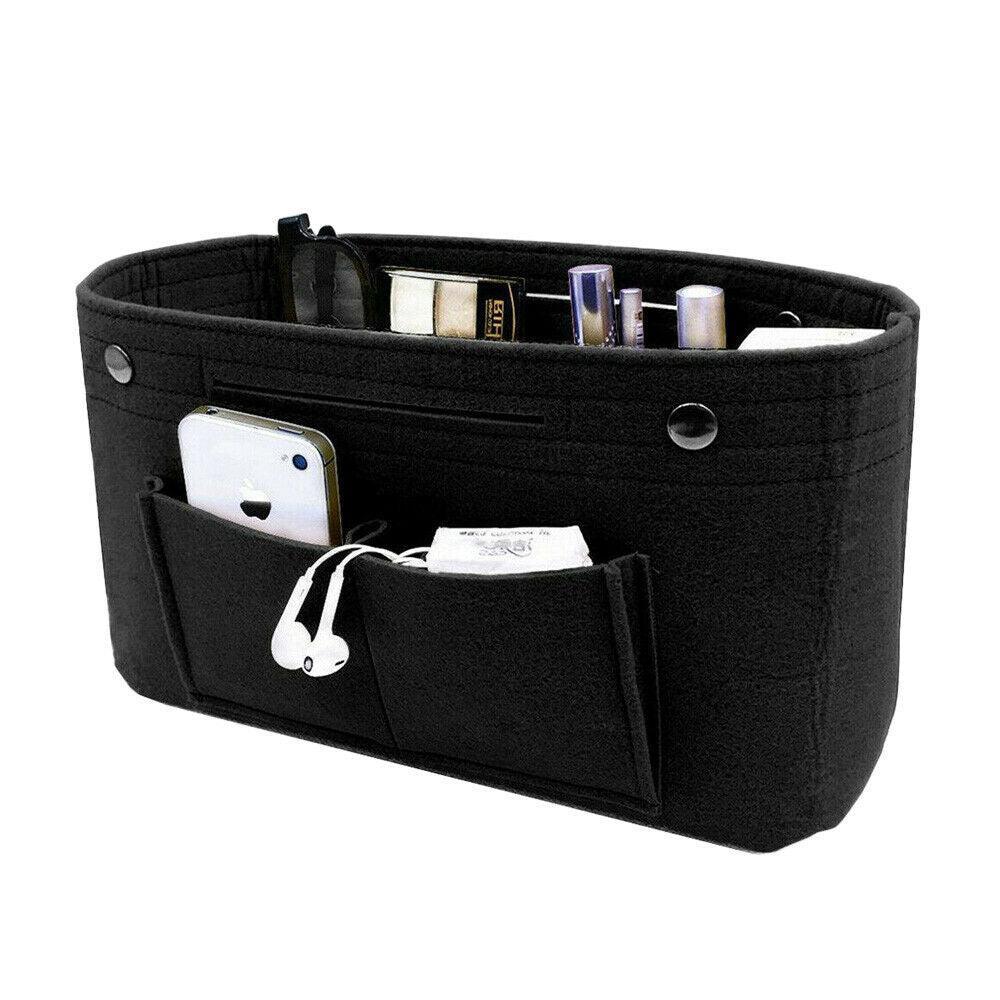 Travel Organiser Handbag Felt Bag Tote Insert Liner Purse Pouch Women 25*16*9Cm - Yellow