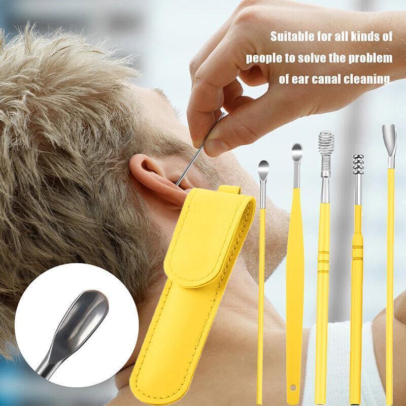 6Pcs Earpick Ear Wax Curette Ear Cleaner Remover Spoon Ear Cleaning Tool Kit - Purple